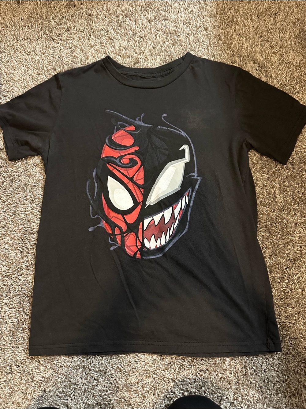 Marvel Black Short Sleeve Spider-Venom Split Face Tee